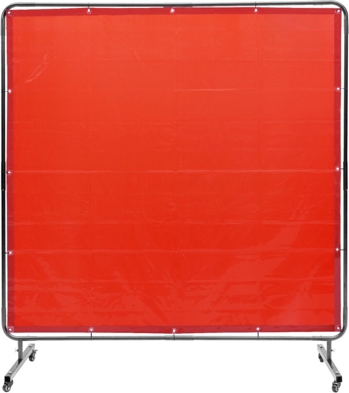 Mophorn - Schweißschutzwand mit Rahmen, 6 x 6 Fuß, flammhemmender Vinyl-Schutz auf 4 Lenkrollen (2 feststellbar), bewegl...
