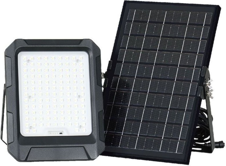 V-tac - LED-Flutlicht mit Fernbedienung und Solarpanel, 10 w, austauschbarer Akku, Naturweiß