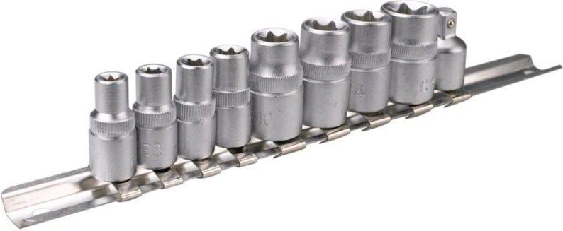 9-tlg. Außensechsrund-Nuss E-Profil von E5 bis E16