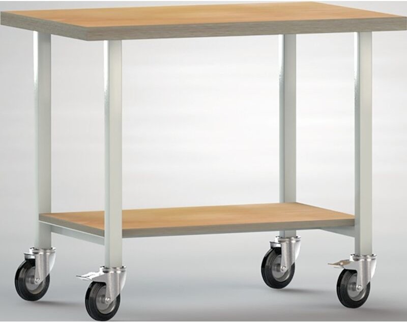 Werkbank B1000xT700xH840mm Buche Multiplex lichtgrau 1Ablageboden KLW-LUTZ BETR.