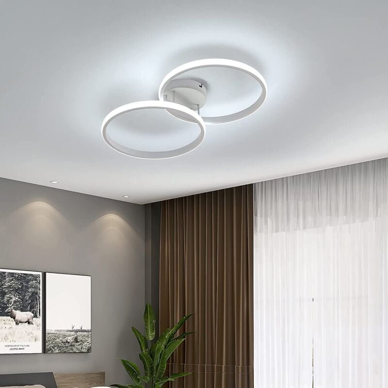 GOECO LED-Deckenleuchte, Moderne 42W Deckenlampe, Weißer Doppelring-Acryl für Schlafzimmer, Wohnzimmer, Büro, 6000K 3360...