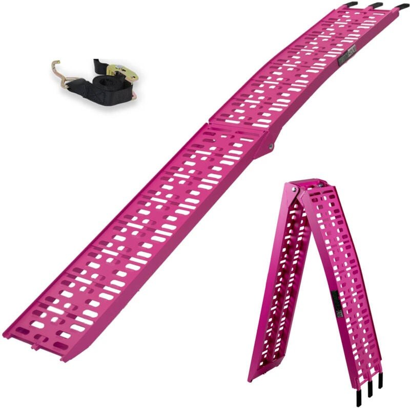 Thumbnail - Baumarktplus - trutzholm 1 x Auffahrrampe klappbar 228 cm Traglast 340 kg Alu pink gelocht Rampe Motorradrampe