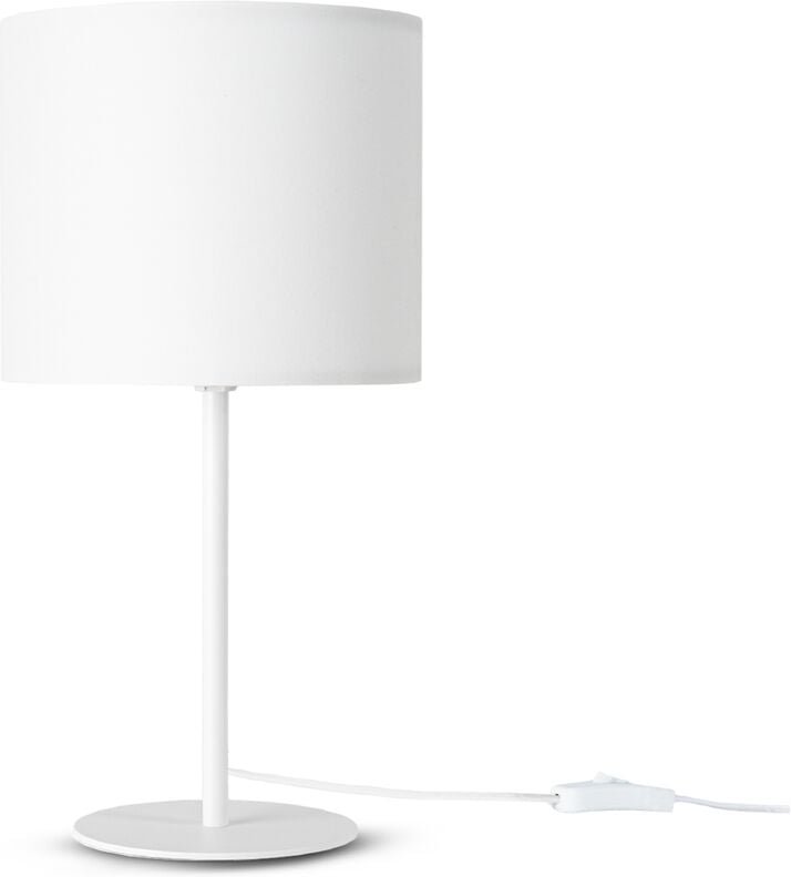 Tischlampe Wandleuchte Wohnzimmerlampe Schlafzimmer Lampenschirm Stoff Uni Tischleuchte - Weiß, Weiß (Ø18 cm) - Paco Hom...