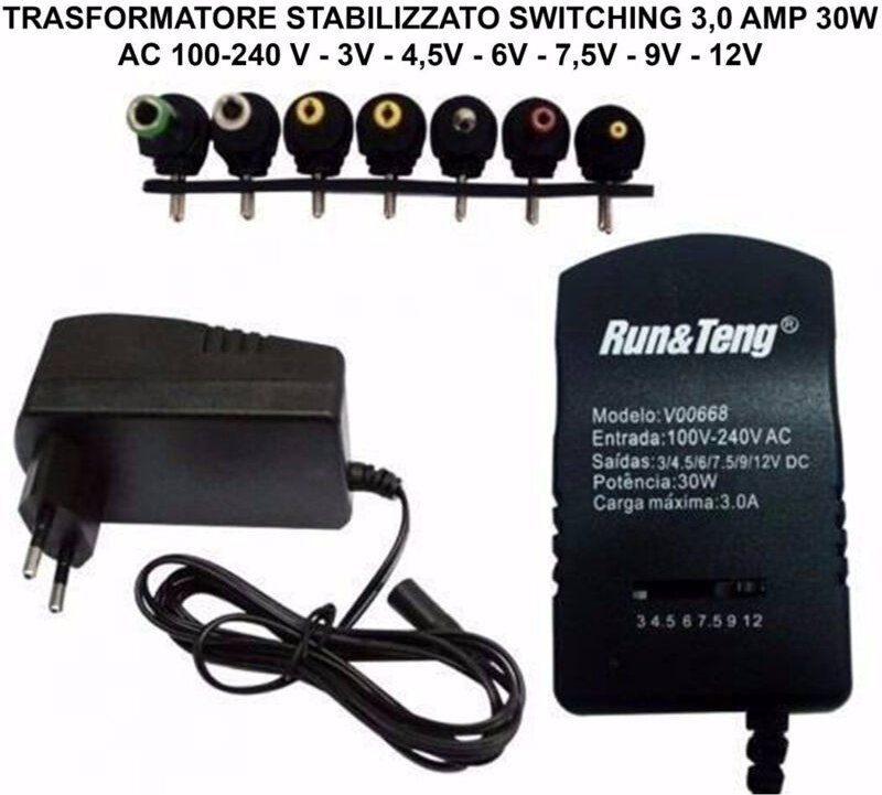 Trade Shop Traesio - Trade Shop - netzteil 3A 30W stabilisierter transformator schaltung einstellbar universal -