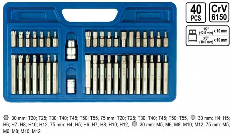 Thumbnail - Spezial-Sechskant-, Torx- und Vielzahnschlüssel, 40er-Satz im Kunststoffkoffer 66410 Vorel