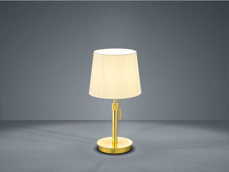 Led Tischleuchte Messing mit Stoffschirm Weiß, Höhe 45-56cm verstellbar