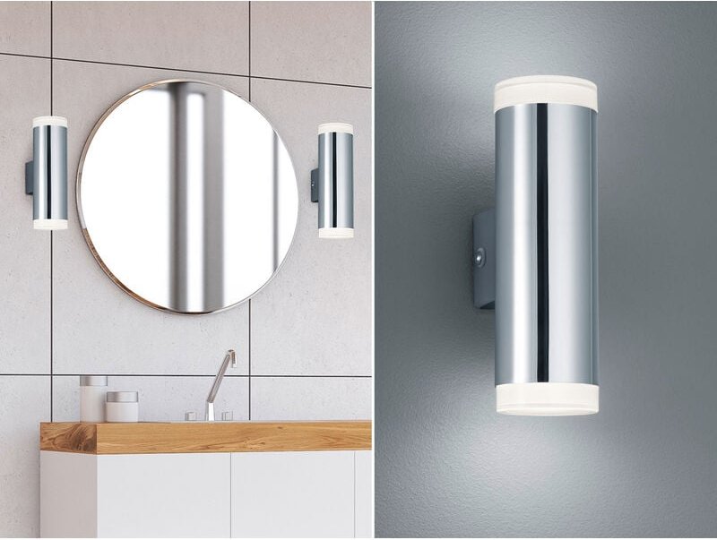 Trio - led Badezimmer Wandleuchte ray Up and Down in Chrom - Spiegelleuchte, H:17cm