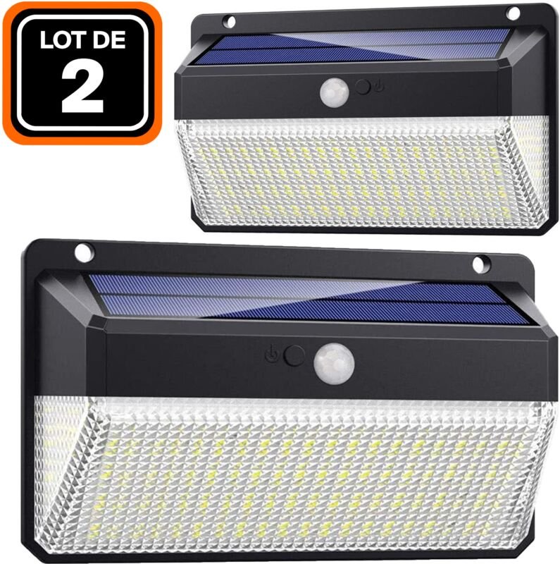 Europalamp - 2ER- solarscheinwerfer bewegungsmelder 228 stk. led 2000 lumen