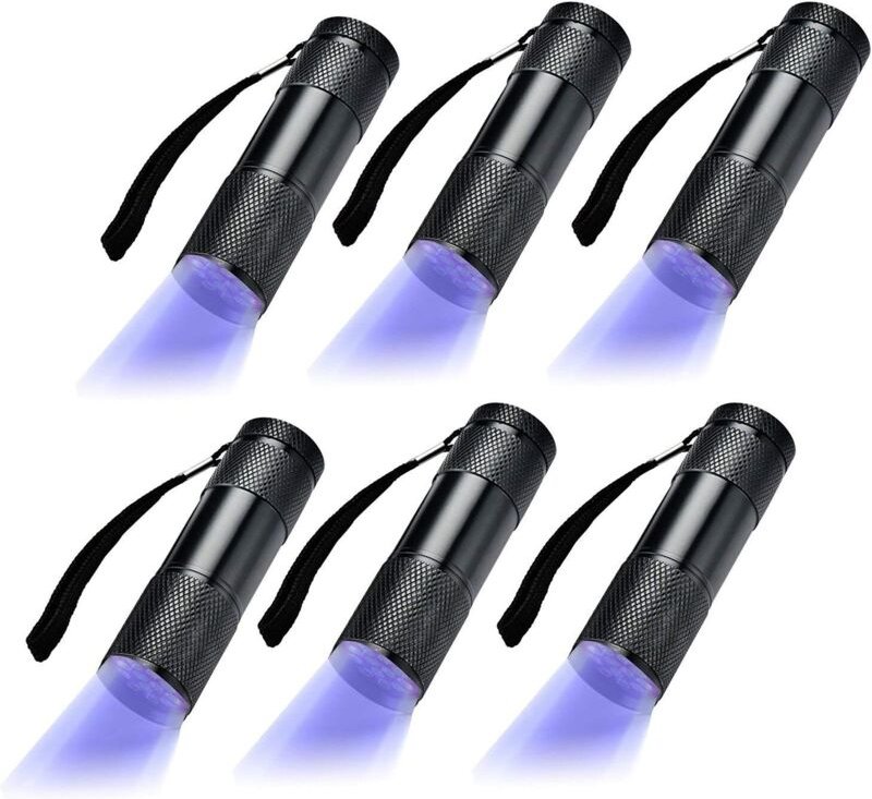 Tonchean - 6er-Pack UV-Taschenlampen mit ultraviolettem Licht und 9 LEDs für den Außenbereich usw.