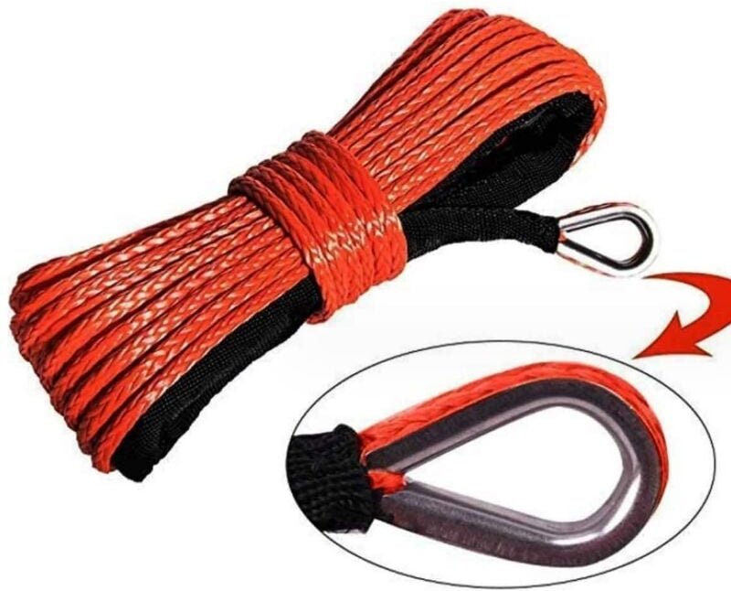Cable de cabrestante sintético Rounge con funda, 12 hebras, 3477 kg, cuerdas de remolque sintéticas para coche y camión,...