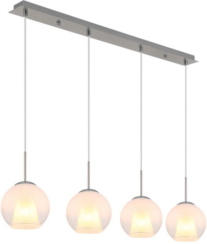 Hängeleuchte Esszimmerlampe Pendelleuchte 4-Flammig Glaskugel Kristalle opal E27