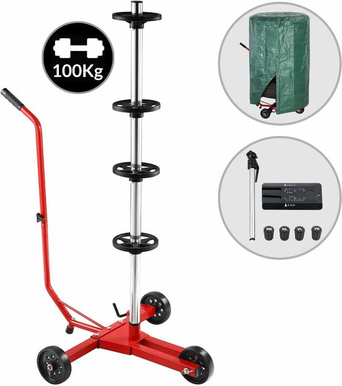 Monzana Felgenbaum 225 mm Alu fahrbar inkl. Schutzhülle 100kg belastbar 3 Rollen Felgenhalter Reifenständer Reifenhalter