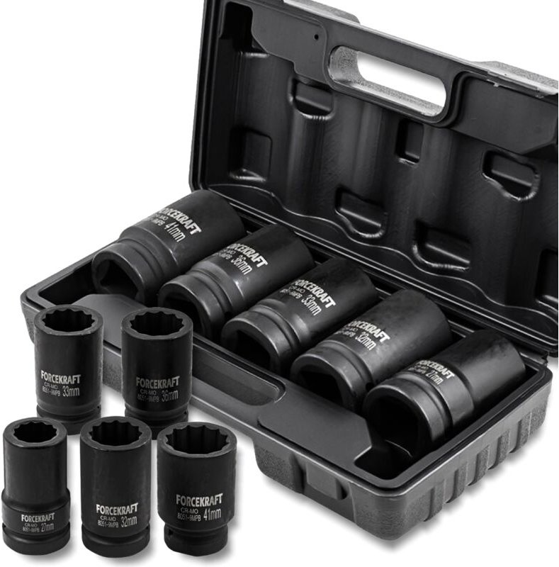 Forcekraft 1" Tiefer Schlagschlags-Stecksatz 6-Teilig 12-Kant