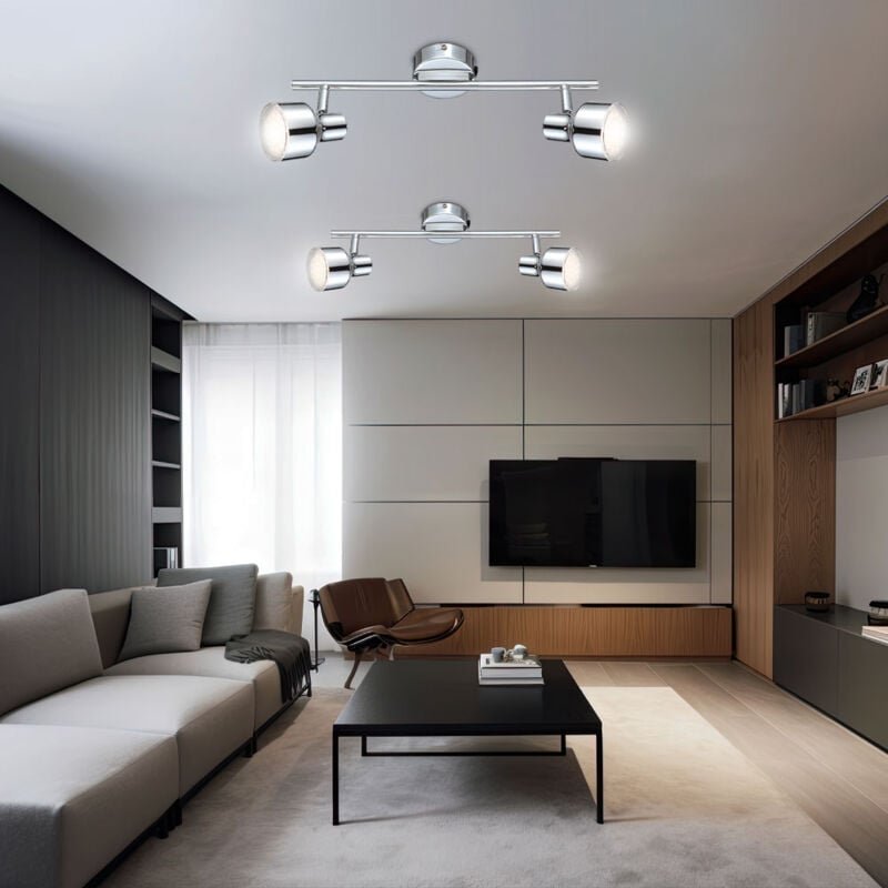 Globo - Deckenleuchte Deckenlampe Spotlampe Spotleuchte Wohnzimmerlampe Flurleuchte, Spots beweglich, Chrom klar, 2x led...