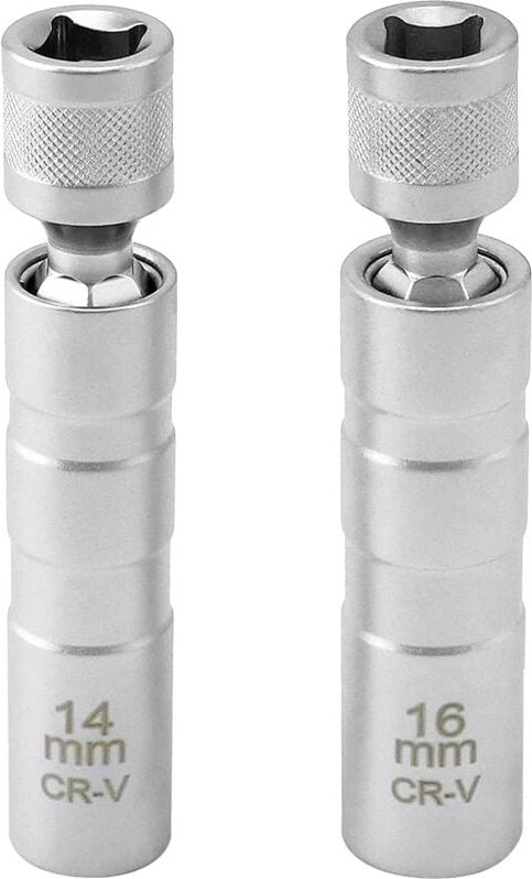 Set mit 2 magnetischen Zündkerzenschlüsseln, 16 mm/14 mm lang, Zündkerzensteckschlüssel-Auszieher, 3/8 Zoll - 10 mm flex...