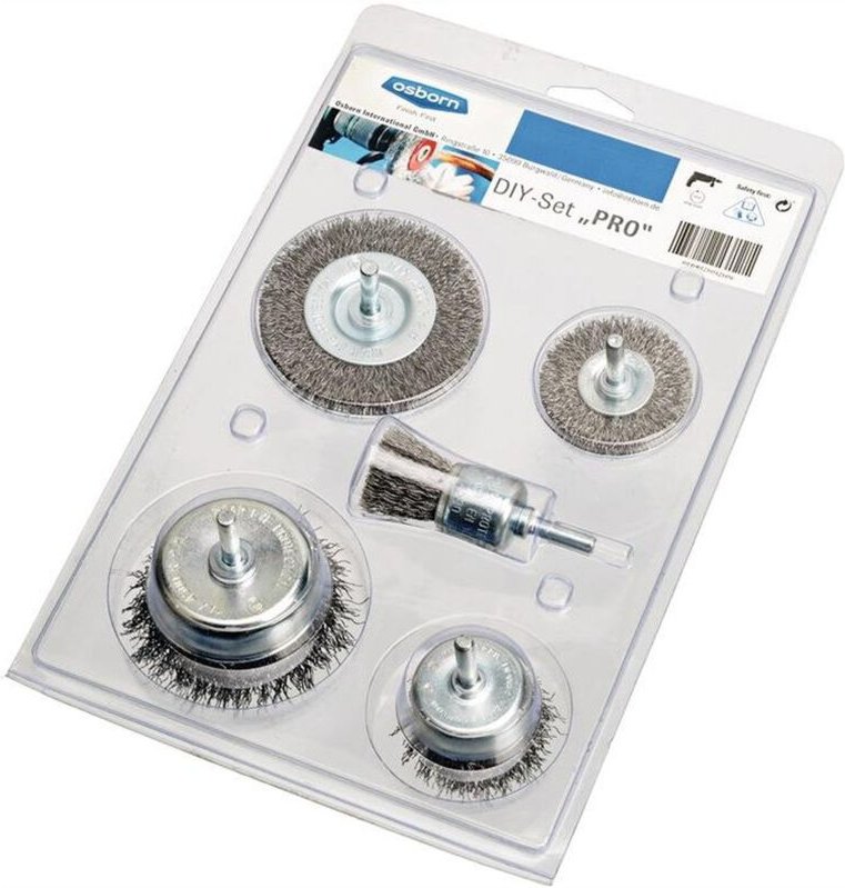 Osborn - Bürstensortiment Aufnahme 6 mm Drahtstärke 0,3 mm Stahl 4500 min-¹