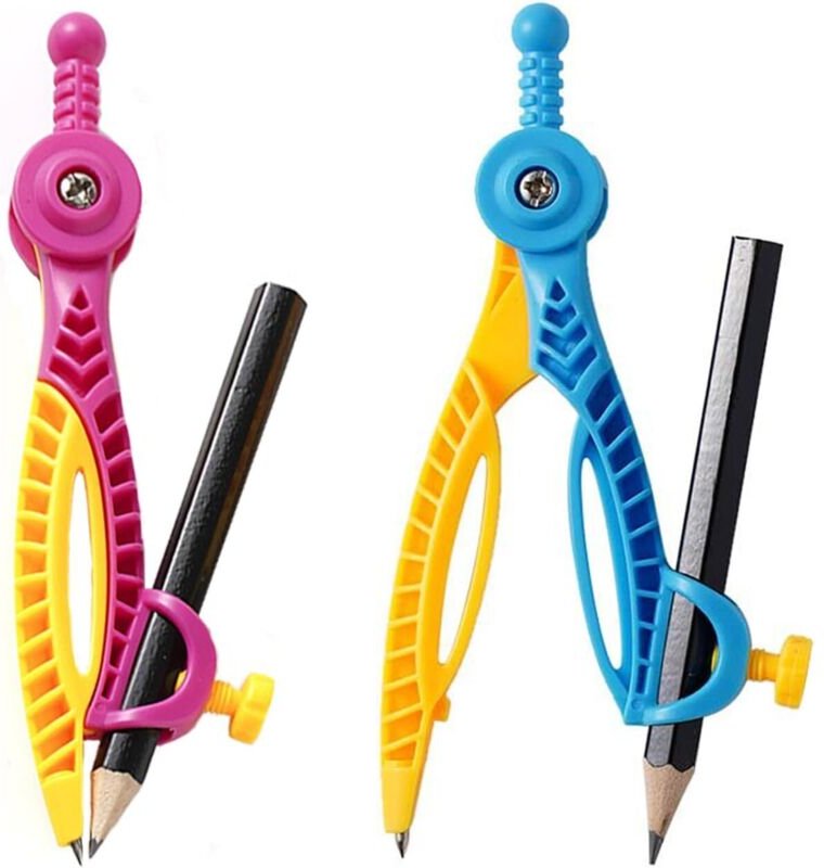 Csparkv - 2er-Set ergonomischer Lernzirkel für Mathematik und Geometrie, rundes Zeichenwerkzeug, Zirkel mit Bleistift, Z...