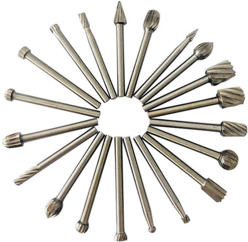 20 Stück HSS-Frässtifte, Diamantfräser, Holzfräser mit 3-mm-Schaft für Dremel, Dremel-Zubehör, Drehwerkzeug für Heimwerk...