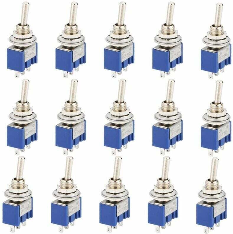 Ulisem 15 Stück Mini-Kippschalter, AC 125 V 6 A EIN-AUS, 3-polig, 2 Positionen, SPDT, selbstsichernder Wippschalter für ...