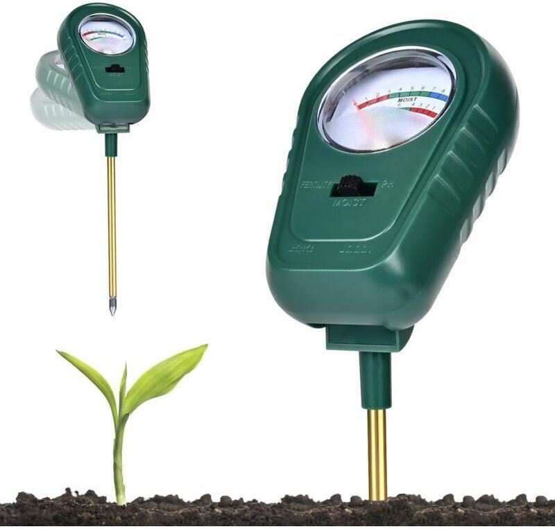 CSPARCV (22×6,5×3,6cm) Boden-pH-Meter, 3-in-1-Pflanzentester für Bodenfeuchtigkeit/Fruchtbarkeit/pH-Wert zur Pflanzenpfl...