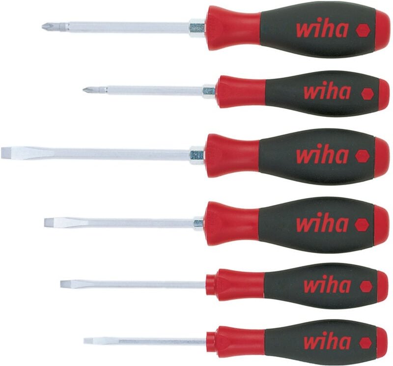 Thumbnail - Schraubendreher Set SoftFinish® Schlitz, Phillips 6-tlg. mit Sechskantansatz (21248) - Wiha
