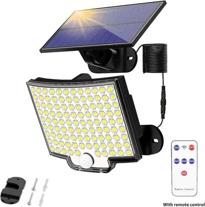 Thumbnail - 106 LED-Solarleuchte für den Außenbereich mit Bewegungsmelder, IP65 wasserdicht, 120° Abstrahlwinkel, Solar-Gartenwandle...