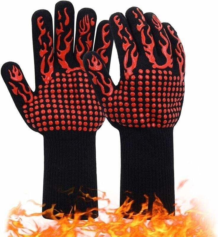 Hitzebeständige Grillhandschuhe, 1 Paar, rutschfeste Silikon-Ofenhandschuhe, bis 800 °C, Universalhandschuhe für Grill, ...