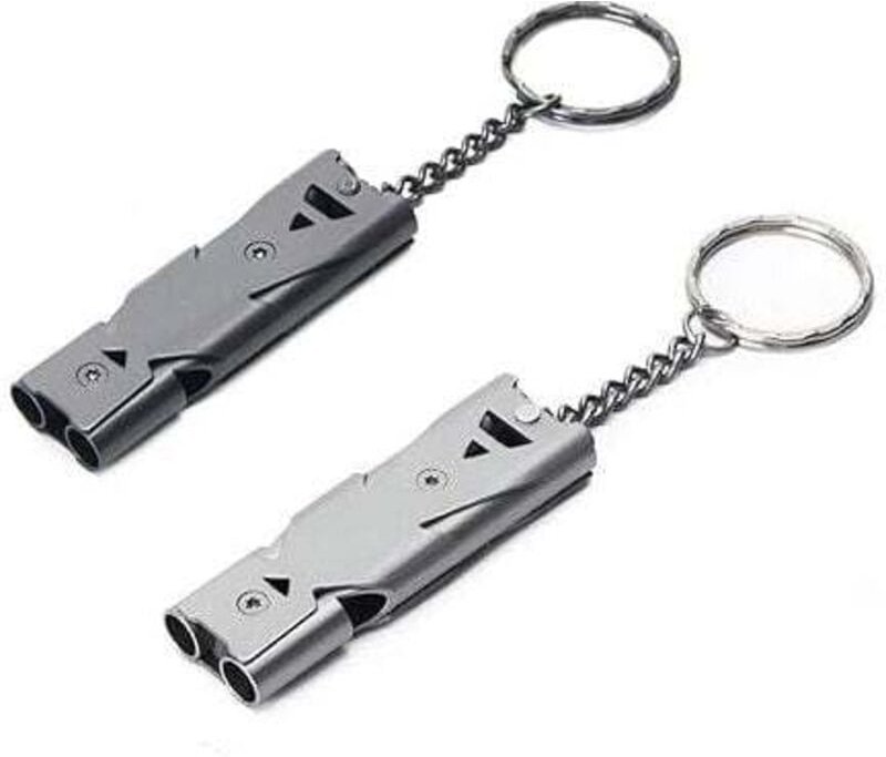 Lot de 2 Sifflet de secours double tubes haute Decibel extérieur de survie de signal pour la sécurité prolongée d'économ...