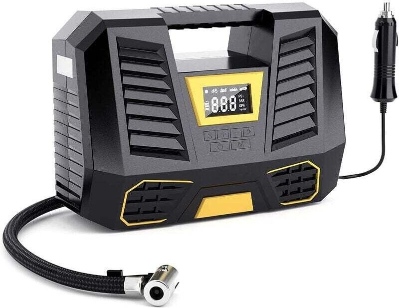 Tragbare Luftkompressoren Luftkompressor Reifenfüller, digitale Reifenpumpe Tragbarer Autoreifenfüller mit 3 Düsenadapte...