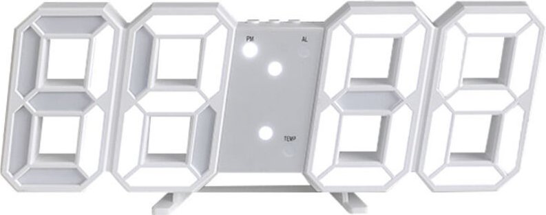 Linghhang - 3D-LED-Digital-Wanduhr, 12/24-Stunden-Temperaturanzeige, Datumsanzeige, Zeitspeicher, Schlummerfunktion, Nac...