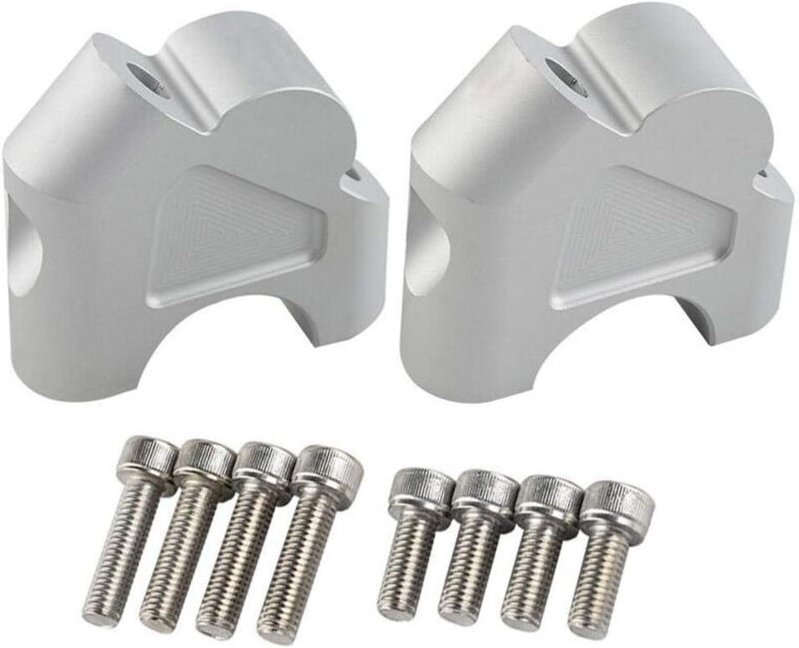 ZVD - Silberne Motorrad-Lenkererhöhung 22 mm – bmw R1200GS lc R1250GS 1G13 K501 (Paar)