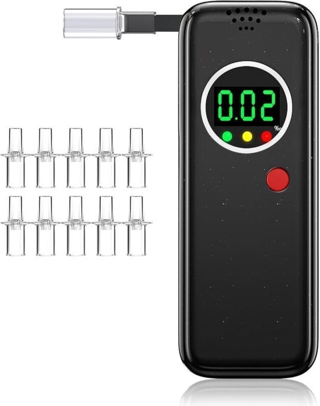 Alkoholtester, Hochpräzises Promillemessgerät der Polizei mit digitalem LCD-Farbdisplay, professioneller Alkoholtester m...