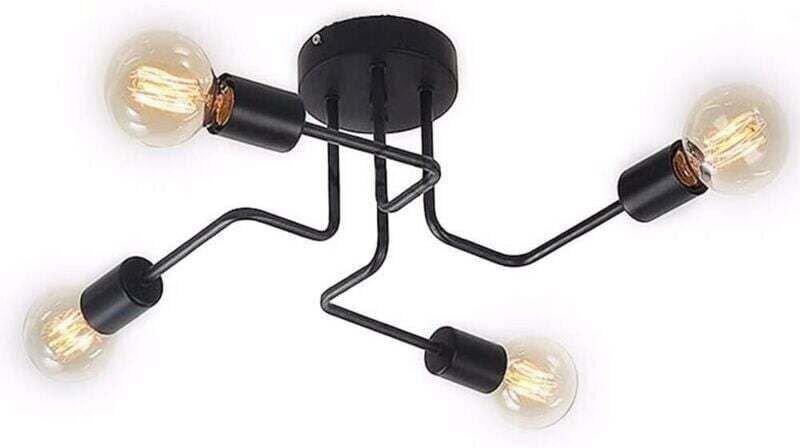 Industrielle Metall-Deckenleuchte, Vintage-E27-Deckenleuchte für Schlafzimmer, Wohnzimmer, Küche, schwarz, Leuchtmittel ...