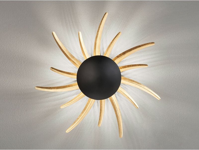 Fischer&honsel - led Wandleuchte sol Schwarz / Gold mit Schalter, ø 45cm