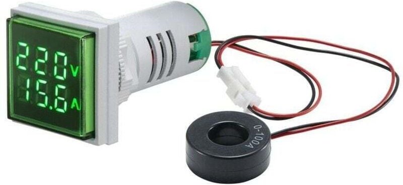SNQ - Grün) Mini Square Digital Volt-Amperemeter Voltmeter Amperemeter Voltmeter Dual-LED-Anzeige Spannungs- und Stroman...