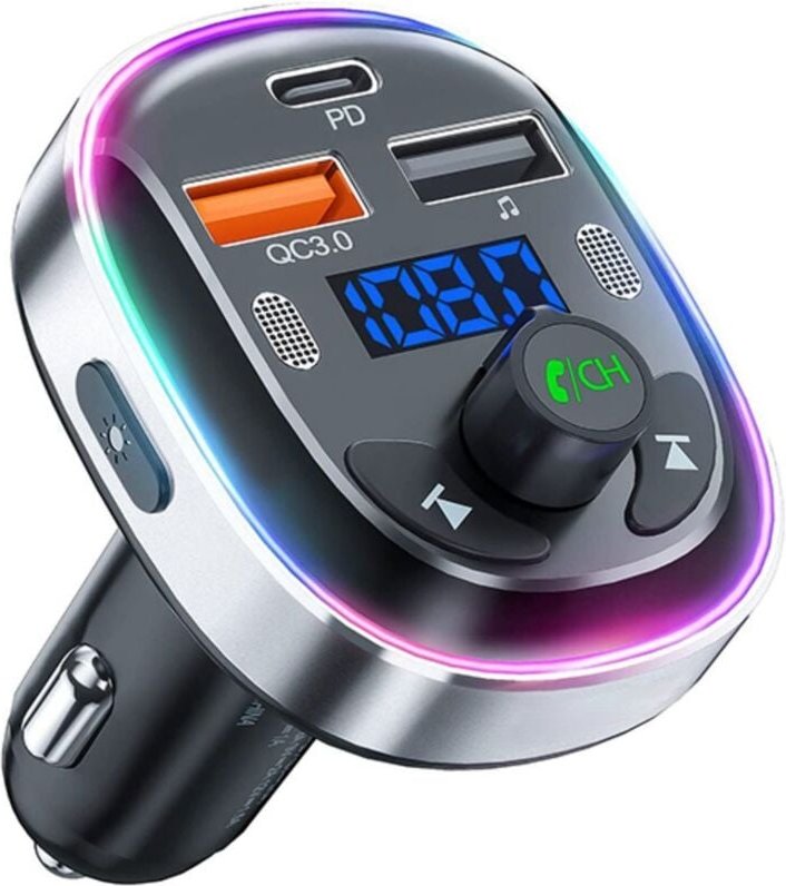 Bluetooth 5.3 Auto-FM-Transmitter, Bluetooth-Autoadapter mit Freisprecheinrichtung, 2 Mikrofonen, 3 USB-Anschlüssen, 30 ...