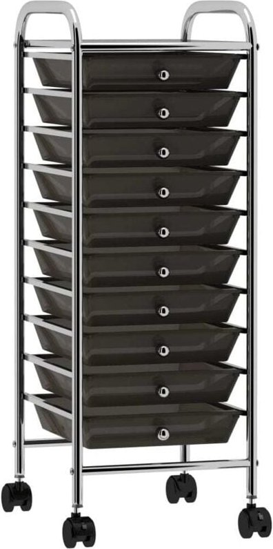 Schubladenwagen mit 10 Schubladen Schwarz Kunststoff Vidaxl