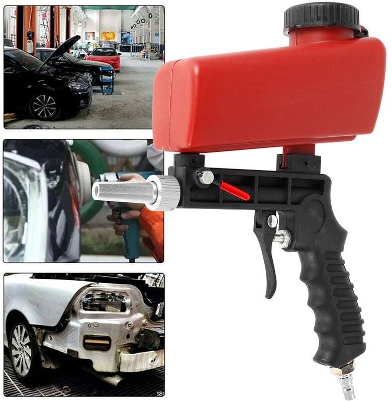 Ulisem - Tragbare Luft-Pneumatik-Sandstrahlpistole, 90 psi, Aluminium, leichte Hand-Sandstrahlmaschine, schwerkraftverst...