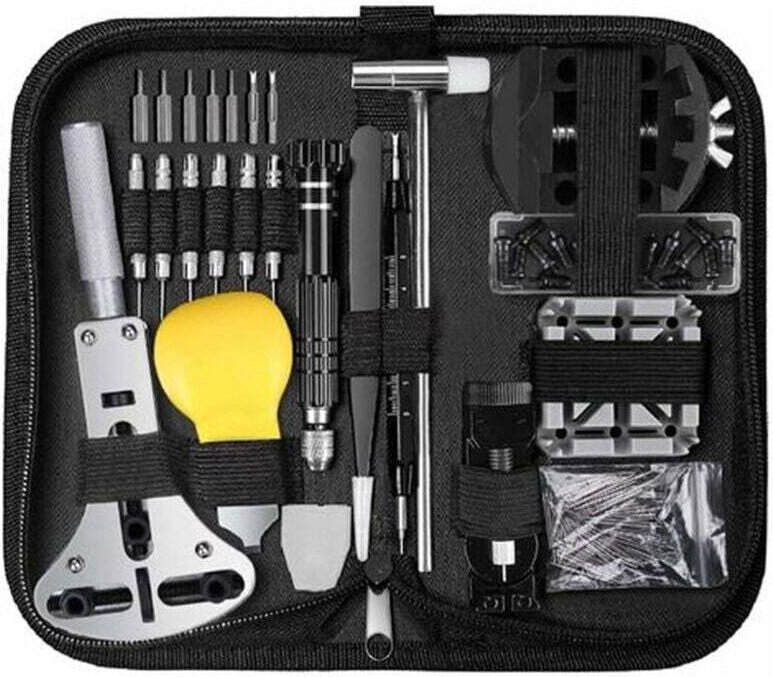 Kit Outil Montre Professionnel 153 Pièces Ouvre Boîtier Tournevis Changement Bracelet Pile