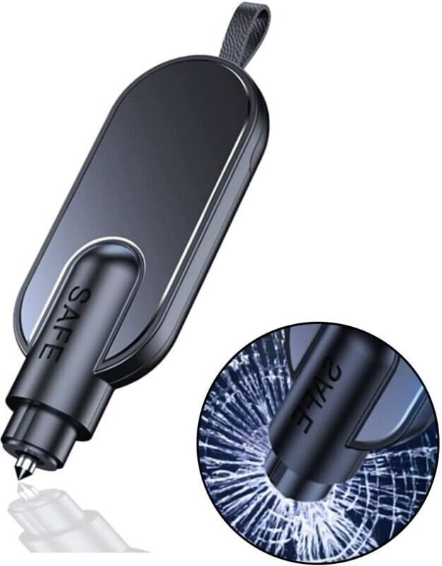 Fensterbrecher mit Sicherheitsgurtclip, federbelastetes Notfall-Auto-Ausstiegswerkzeug, Schlüsselanhänger-Fensterbrecher...