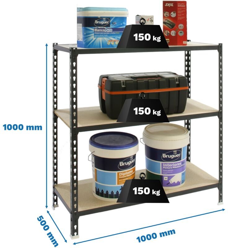 Simonrack Leichte Metallregal anthrazit 3 Ebenen