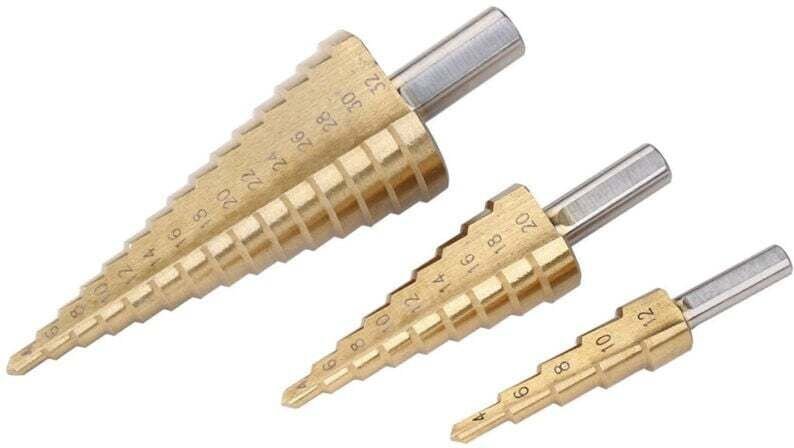 3-teiliges Stufensenker-Set aus Titan, 4–12, 4–20, 4–32, 1/4 Zoll – - Ymyny