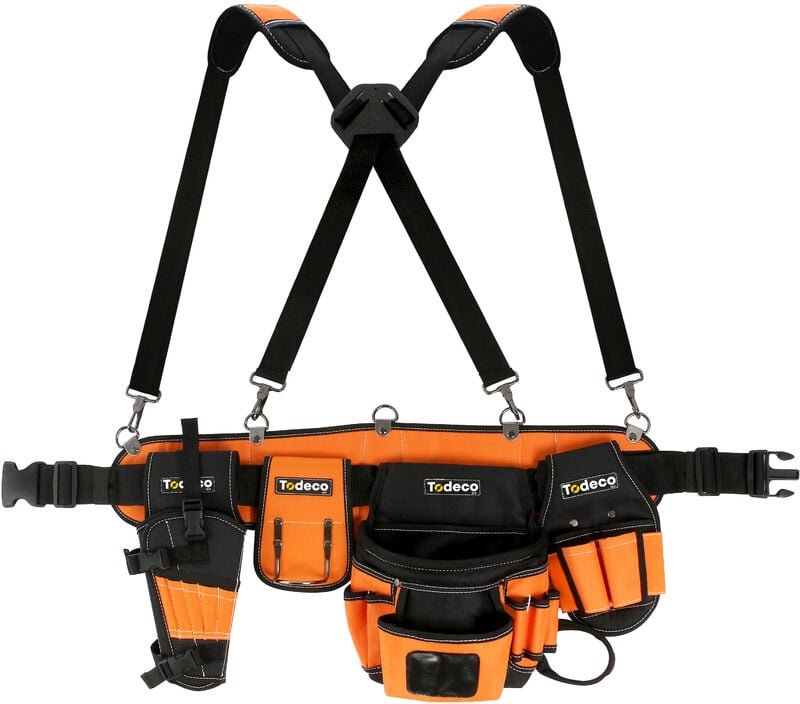 Werkzeuggürtel Herren, Arbeitsgürtel mit Hosenträgergurt, Werkzeugtasche mit verstellbarem Gürtel, Gürteltasche mit Magn...