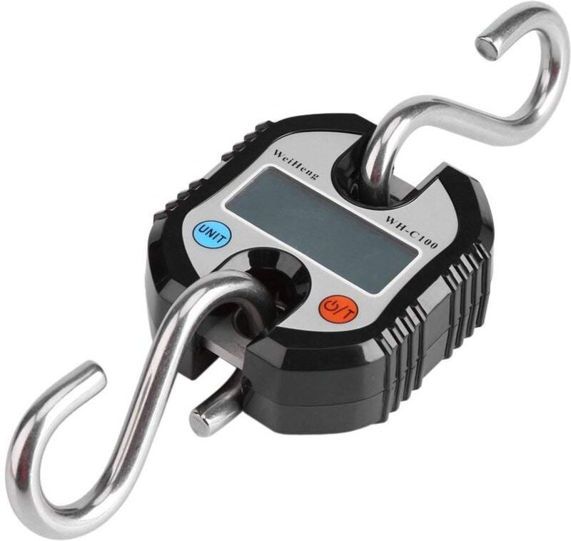 Ej.life - Elektronische Waage mit Haken, tragbar, LCD-Haken, Edelstahlhaken, ausziehbar, zweifaches Präzisionsanzeige, 1...