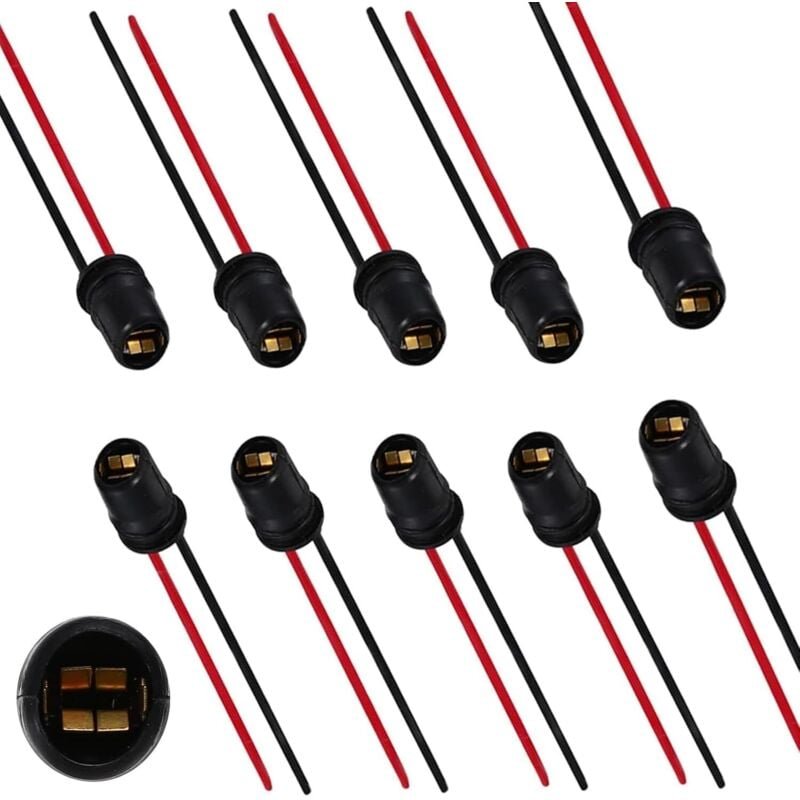 Bluedeer - 10 Stück W5W T10 led Lampenfassungen vorverdrahtet, Kompatibel mit W5W led and Osram W5W led, Ideal für Auto,...