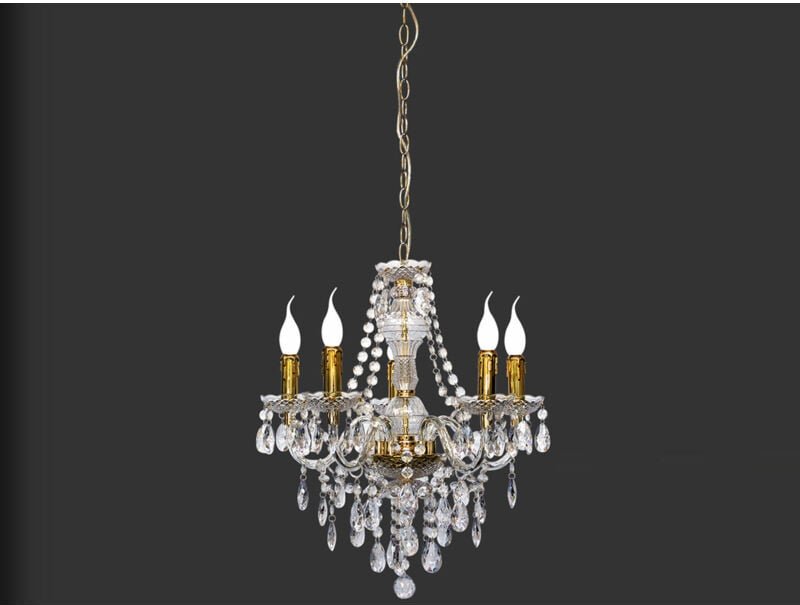 Kronleuchter lüster 5-flammig Gold mit Acryl Kristall ø 52cm