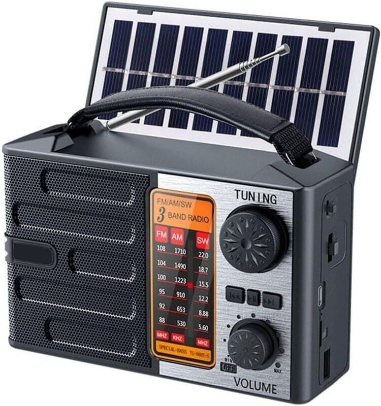 Tragbares, solarbetriebenes Radio mit Handkurbelempfänger, AM/FM-Solarradio mit Mehrbandfähigkeit, Multifunktionsradio m...