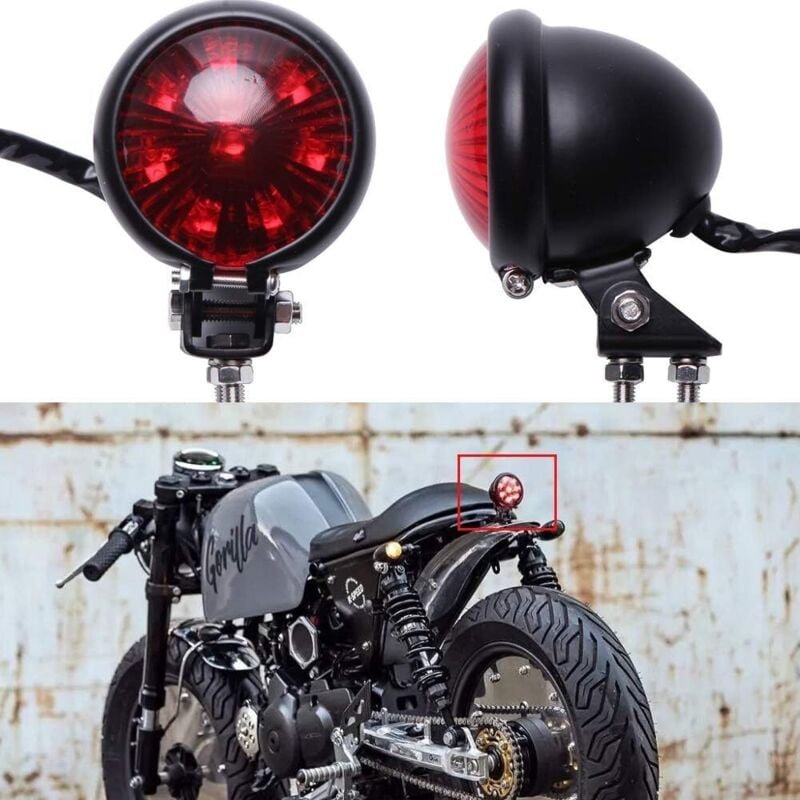 Thumbnail - 12 v Motorrad-Rücklicht, Bremsleuchte, rote led, Bremsleuchte hinten für Street Bike, Chopper, Bobber, Cafe Racer, Cruis...
