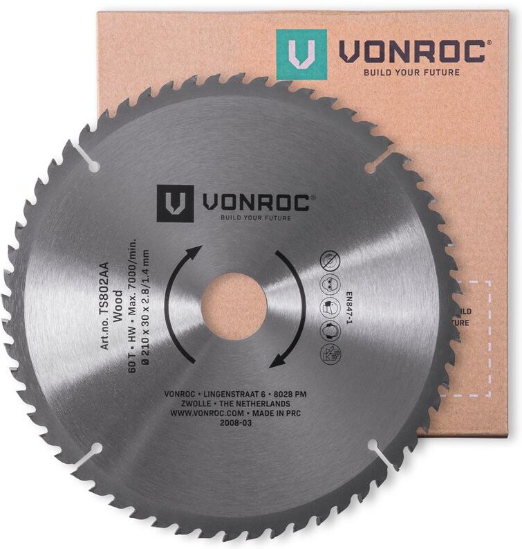 Sägeblatt – 210mm – 60 Zähne – für Holz – geeignet für Tischkreissägen und Kappsägen