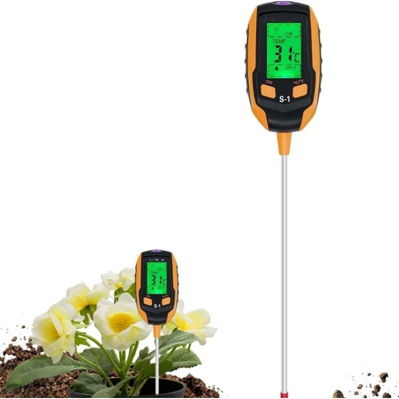 4-in-1-Bodentester mit PH/Temperatur/Luftfeuchtigkeit/Licht für Gartenarbeit, Rasen, Landwirtschaft und Pflanzen im Frei...